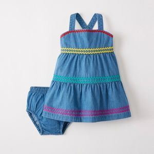 Hanna Andersson Twirly Dress Set In Chambray